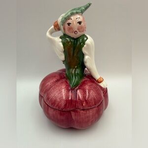 Anthropomorphic Lidded Jars Red Tomato Fairy Horchow ? Pottery Made Italy